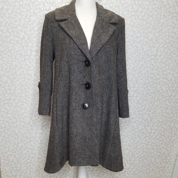 CAbi Jackets & Blazers - CAbi Tweed Swing Wool Coat Size 8
